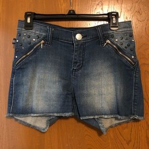 Rock & Republic Pixie studded spike star crystal frayed denim jeans shorts 4